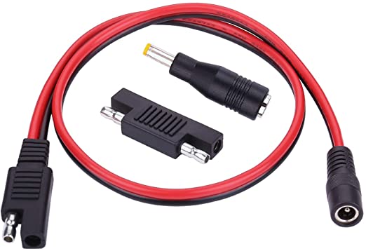 iGreely SAE Plug to DC 5.5mm x 2.1mm Female Cables with SAE Polarity Reverse and DC 8mm Adapter for Automotive RV Solar Panel 14AWG 2ft/60cm