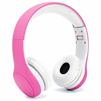 KPTEC Foldable Kids Headphones Volume Limited Wied Earphones with a Microphone for Children - Pink