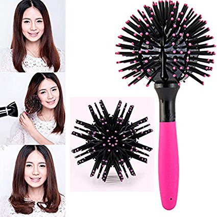 Mother's Day Gift,3D Spherical Comb Japan Lucky Bomb Curl Full Round Hot Curling Styling Brush for Girls and Women