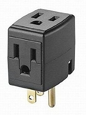 Leviton 692-E 15 Amp, 125 Volt, Triple Cube Grounding Adapter, Black