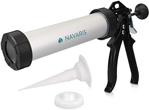 Navaris Aluminium Sausage Caulking Gun - 23cm Manual Sausage Pack Caulking Gun for 310ml Cartridge - Hardware Tool for Silicone Acrylic Glue Sealant