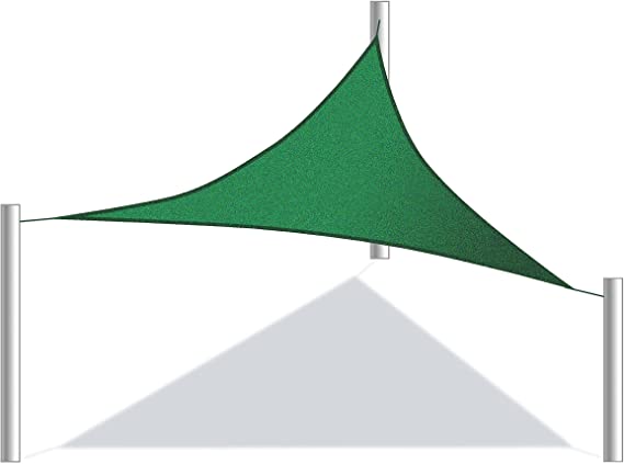 ALEKO Triangle Sun Shade Sail Water Resistant Fabric Canopy Tent for Yard Patio Pool - 16.5 Feet - Green