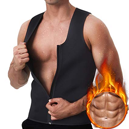 GKVK Men Waist Trainer Vest for Weightloss Hot Neoprene Corset Body Shaper Zipper Sauna Tank Top Workout Shirt