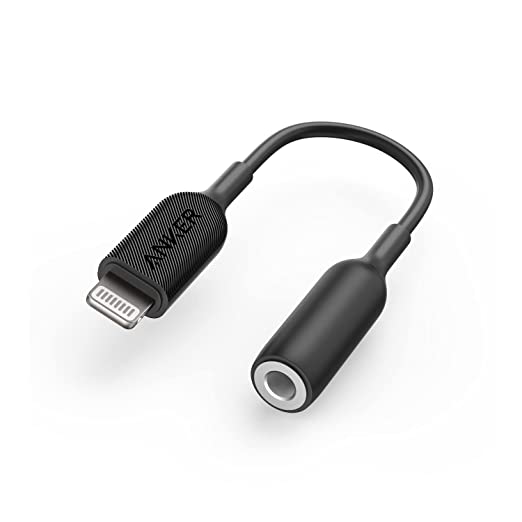 Anker 3.5mm Audio Adapter with Lightning Connector (Black), MFi Certified Lightning to Female 3.5mm Dongle, Supports Volume Control and Mic for Headphones, Earphones, Earbuds, and More.