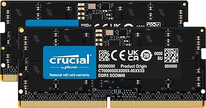 Crucial RAM 32GB Kit (2x16GB) DDR5 4800MHz CL40 Laptop Memory CT2K16G48C40S5