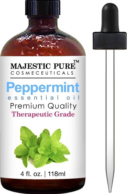 Peppermint Oil - Premium Quality 4 Oz 100% Pure & Natural Peppermint Essential Oil (Mentha Piperita) - Steam Distilled, Therapeutic Grade - Many Household Uses and Benefits - Perfect Aromatherapy Essential Oil - Supports Respiratory Health, Eases Stomach & Head Discomfort - Helps Relief From Stress, Migraines, Headaches & Anxiety - Refreshing and Relaxing - Promotes Healthy Skin, Prevents Clogging of Pores and Outbreak of Acne - Natural Insect Repellent, Helps to Keep SPIDERS, MICE, ROACHES, FLEAS & ANTS Away - Keeps Bug Diseases Away - Buy with Complete Confidence Now!