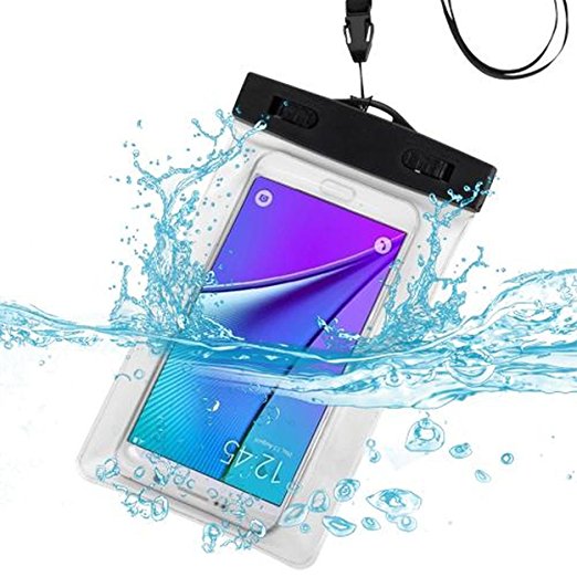 Cell Accessories For Less (TM) Transparent Clear Waterproof Underwater Phone Pouch Bag with Lanyard for Samsung Galaxy J7 Prime J727T Bundle (Stylus & Micro Cleaning Cloth) - By TheTargetBuys