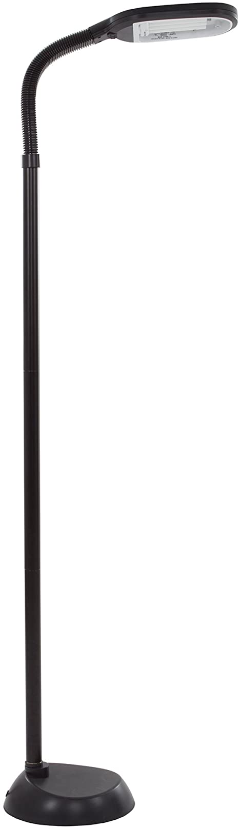 Natural Full Spectrum Sunlight Therapy Reading and Crafting Floor Lamp Lavish Home (Black, 6 Feet) - Adjustable Gooseneck