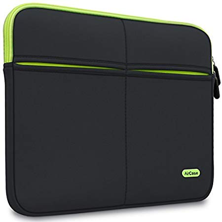 AirCase 14-Inch Laptop Sleeve, Premium, Designer, Suave, 6-MultiUtility Pockets (Black)