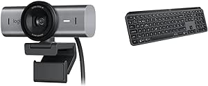 Logitech MX Brio Ultra HD 4K Collaboration and Streaming Webcam, 1080p at 60 FPS & MX Keys S PLUS Wireless Keyboard, Low Profile, Fluid Quiet Typing, Programmable Keys, Backlighting, Bluetooth