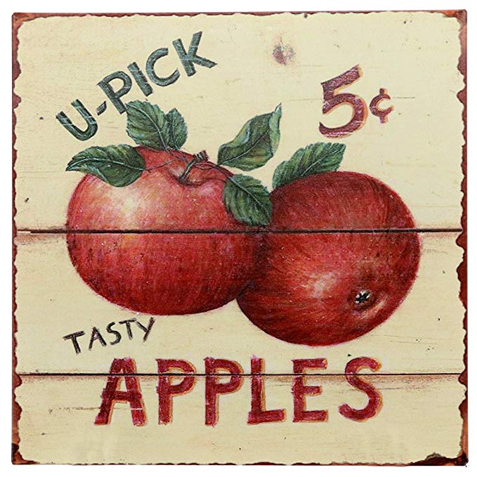 Barnyard Designs Tasty Apples 5 Cents Retro Vintage Tin Bar Sign Country Home Decor 11" x 11"