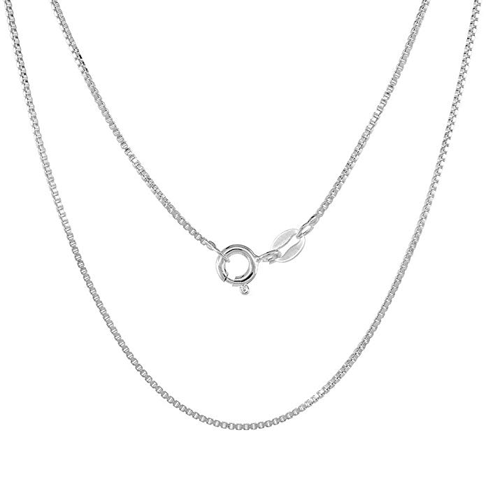 Verona Jewelers Sterling Silver 1.2-1.8MM Unisex Box Chain Necklace - .925 Sterling Silver Sizes 16-30