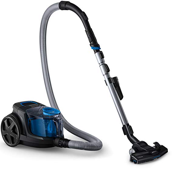 Philips PowerPro Compact Bagless Cylinder Vacuum Cleaner with Allergy Filter for Pet Hair, Pollen and Dust Mites, 1.5 Litre, 650W - Black/Blue - FC9328/69 [Energy Class A]