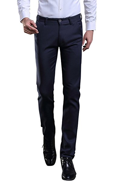 TALITARE Men's Elastic Stretch Business Workwear Slim Fit Suit Separate Pant
