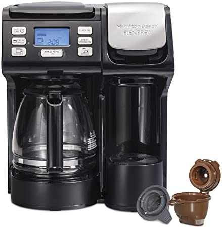 Hamilton Beach 49902C FlexBrew Trio 2-Way Single Serve Coffee Maker & Full 12c Pot, Compatible with K-Cup Pods or Grounds, Combo, Black - Next Gen