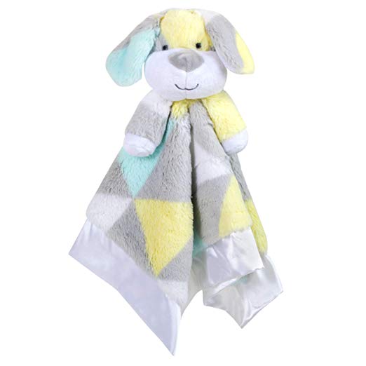 Minky Snuggle Blankets – Animal Character Loveys for Babies (Yellow/Blue)