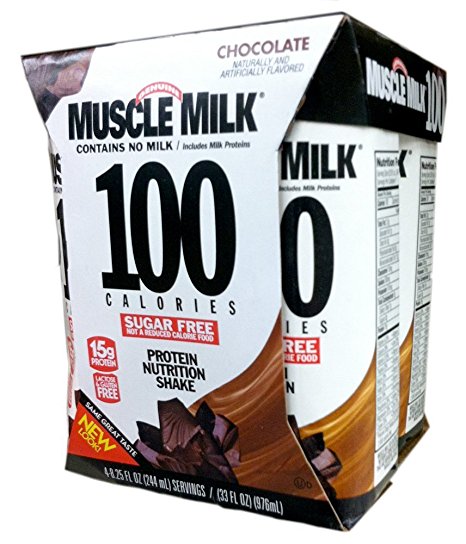 Cytosport Ready-to-Drink MUSCLE MILK 100 CALORIES Chocolate Protein Shake - 4x8.25 fl oz Containers (2 Pack)