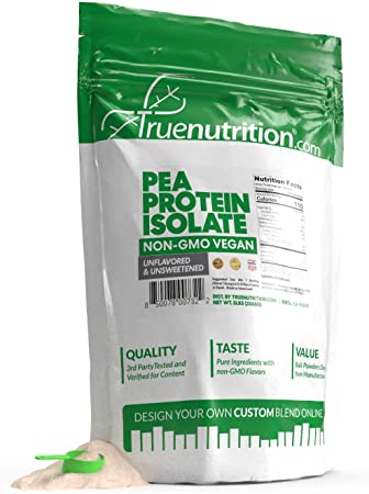 5LBS Unflavored Pea Protein Powder Isolate - Vegan, Low Fat, Lactose-Free, Gluten-Free, Plant Based Protein - Customize Your Protein with Two Free TrueBoost or TrueFlavor Protein Shake Enhancements