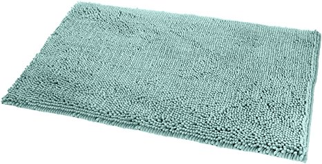 AmazonBasics Non-Slip Microfiber Shag Bath Rug, 21" x 34", Seafoam Green