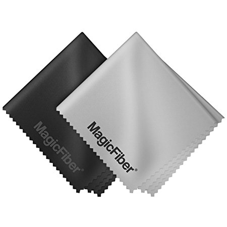 (2 Pack) MagicFiber Microfiber Cleaning Cloths - For All LCD Screens, Tablets, Lenses, and Other Delicate Surfaces (1 Black and 1 Grey 6x7")