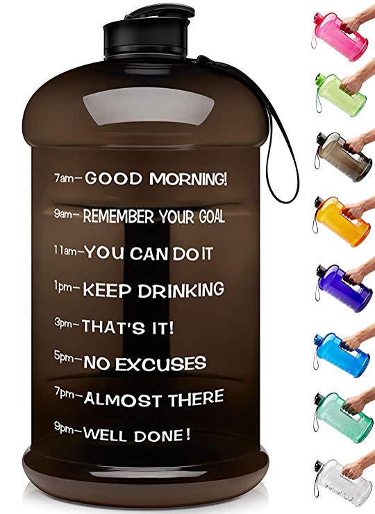 Venture Pal Large 128oz/74oz Leakproof BPA Free Fitness Sports Water Bottle with Motivational Time Marker to Ensure You Drink Enough Water Throughout The Day