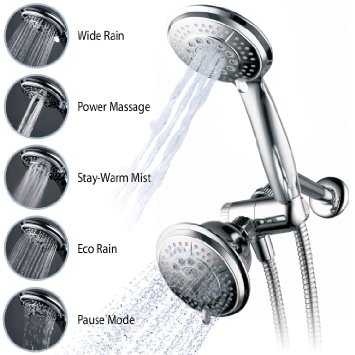 Hydroluxe Full-Chrome 24 Function Ultra-Luxury 3-way 2 in 1 Shower-Head /Handheld-Shower Combo (3-Pack)