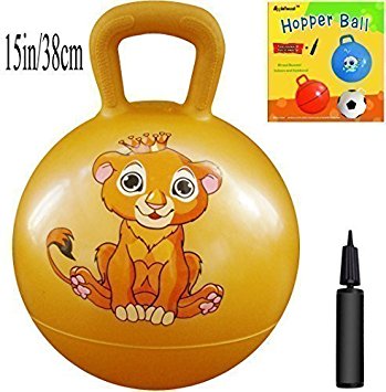 Space Hopper Ball: Yellow, 15in/38cm Diameter for Ages 3-5, Pump Included (Hop Ball, Kangaroo Bouncer, Hoppity Hop, Sit and Bounce, Jumping Ball)