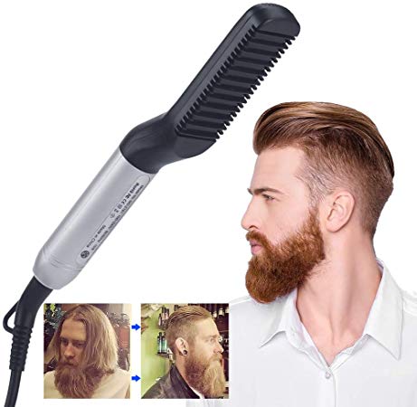 Beard Straightener for Men, Electric Beard Straightening Brush Hair Straightening Comb with Dual Voltage 110-240V, Quick Heating, Great for Man Hair Styling.
