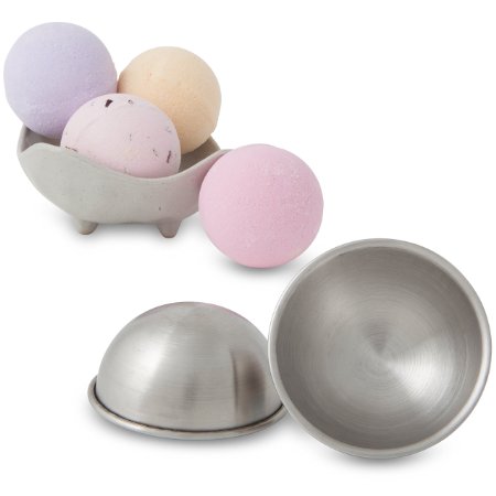 Bath Bomb Mold - Surgical Grade Stainless Steel - Designed For Salt And Citric Acid Resistance - Extra Thick Metal - Dent Resistant - Corrosion-Proof - One 2.5" Diameter Mold