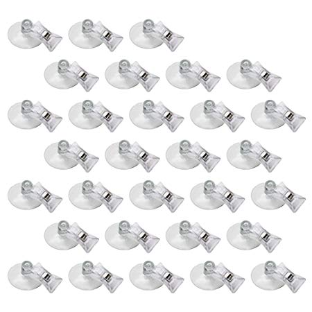 30 Pieces 45mm Suction Cup Clip Advertising Pop Display Business Cards Holder Stand Clear Clamps for Fridge Shower Aquarium
