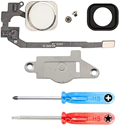 MMOBIEL Homebutton Compatible with iPhone 5S (White) Home Button with Flex Cable incl. Screwdriver
