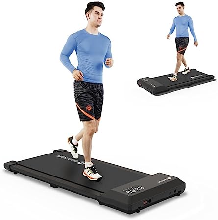 DeerRun Walking Pad, Under Desk Treadmill, Walking Pad Treadmill Under Desk with Remote Control, Mini Treadmill for Home Office Under Desk, Walking Treadmill 300LBS Capacity, 44" D x 20" W x 4" H