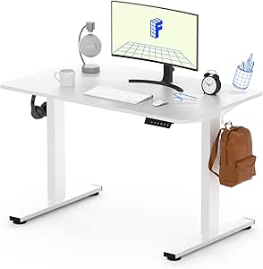 FLEXISPOT EN1 Whole-Piece Standing Desk Electric Stand Up Desk Workstation 40 x 24 Inches Desktop Ergonomic Height Adjustable (White Frame   40" White Desktop)