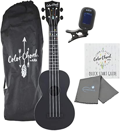 Kala Learn To Play Color Chord Ukulele for Beginners KALA-LTP-SCC Bundle includes Tote Bag, Online Lessons, Kala Tuner and Lumintrail Polishing Cloth