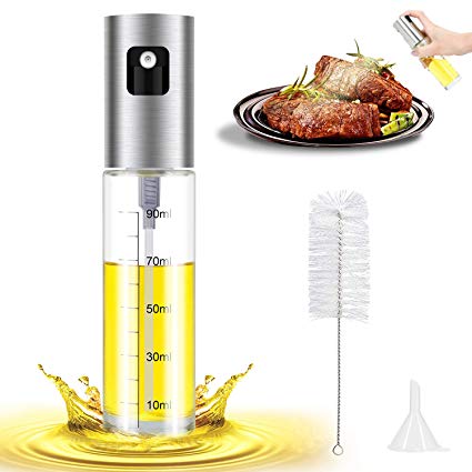 Olive Oil Sprayer Dispenser, Food-grade Glass Bottle Oil Mister Sprayer for Cooking BBQ, Salad, Kitchen Baking, Roasting, Frying