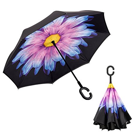 Ousili Umbrellas,Golf Travel Umbrella Outdoor Windproof Sunscreen Double Layer UV Protection Auto Open Reverse Folding Umbrella