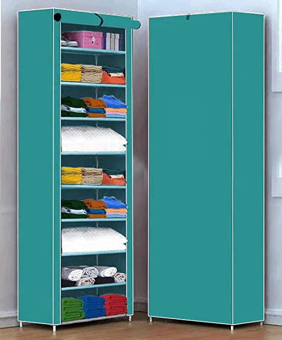 Lifewit 6-Tiers Multipurpose 6 Shelve Baby Wardrobe, Foldable,Collapsible Fabric Wardrobe Organizer for Clothes (9-6 Layer) (9-Layer, Firozi)