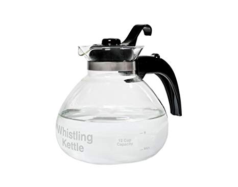 Medelco 12-cup Glass Stovetop Whistling Kettle