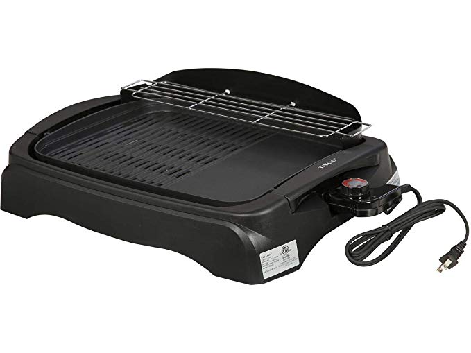 Tayama TG-863XL Non-Stick Electric Grill Ribbed and Solid Surface, Large, Black