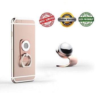 Phone Holder Magnetic，LLUNC 2 in 1 Premium Car Mount| 360 Rotation | Finger Ring Grip | Magnetic Car Cell Phone Holder | For All Sizes of Phones - Rose Gold