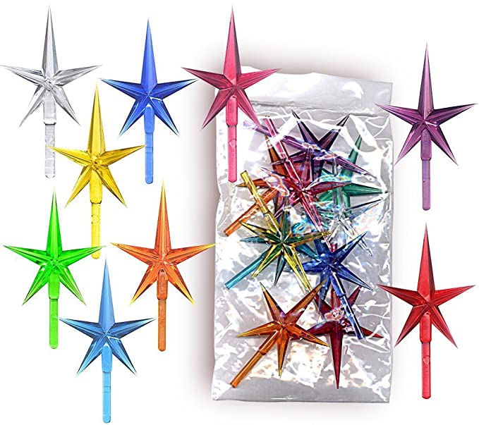 Stars plastic LARGE for the top of the ceramic Christmas tree 10 pack of colors