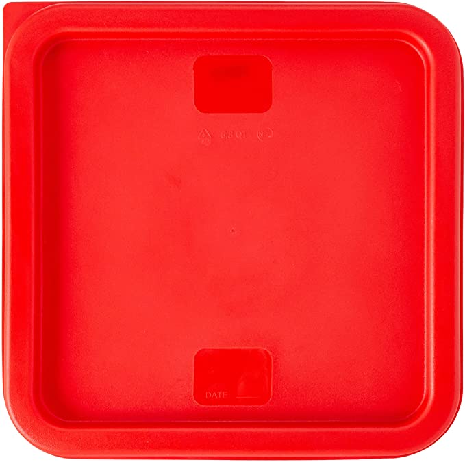 LID ONLY: Met Lux Food Storage Container Lid, 1 Square Marinating Container Lid - Fits 6 And 8 Quart Containers, With Date Indicator, Red Plastic Lid, Containers Sold Separately