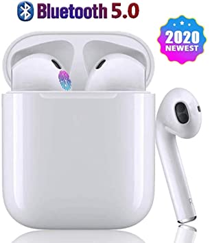 ERIN CLARKE Bluetooth 5.0 Wireless Earbuds Headsets Bluetooth Headphones 【24Hrs Charging Case】 3D Stereo IPX7 Waterproof Pop-ups Auto Pairing Earphone, for Samsung Apple Airpods Pro/Airpods/Airpod 2