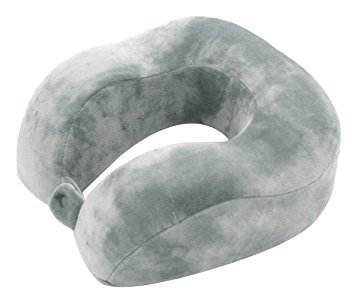 HERIGGA Travel Neck Pillow Velvet Memory Foam Chin Support for Airplanes Trains Cars Office U Shaped Grey