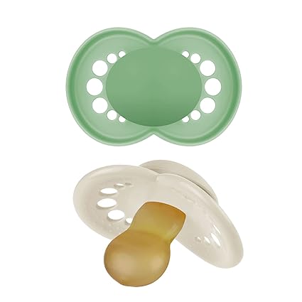 MAM Original Pure Pacifier, Climate Neutral MAM Natural Rubber Pacifier, Sustainable & Bio-Renewable Raw Materials, Sterilizer Case, Unisex, 6-16 Months, 2-Pack