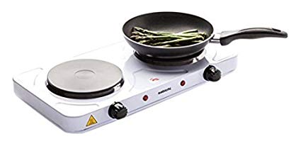 Sabichi 171870 Portable Electric Non Slip Twin Hob with New Hot Plate Cooker, 2000 W