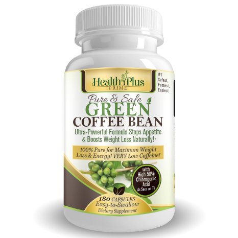 Green Coffee Bean Extract 180 Count All Natural Pure Easy To Take Appetite Suppressant Capsules