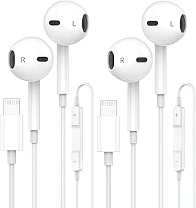 Apple Earbuds Wired 2 Pack Lightning Headphones for iPhone Earphones [MFi Certified] with Built-in Microphone & Volume Control HiFi Stereo Compatible with iPhone 14/13/12/11/XR/XS/X/8/7/SE