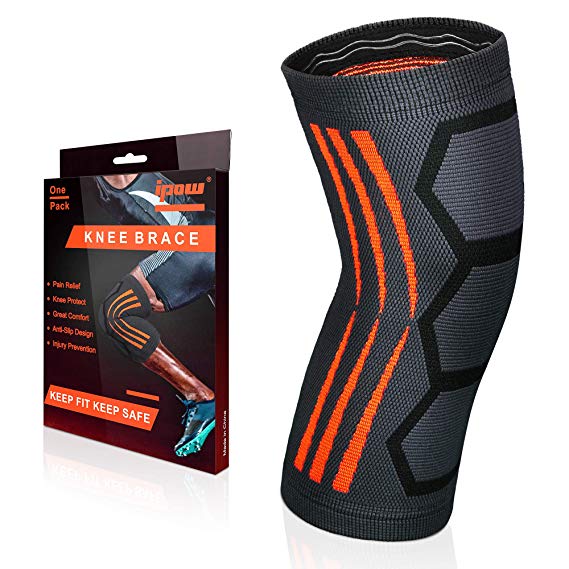 IPOW Knee Brace Knee Compression Sleeve with Anti-Slip Design Knee Support Band for Sports Running Basketball Weightlifting Knee Patella Strap for Pain Relief Meniscus Tear Arthritis Joint Pain M