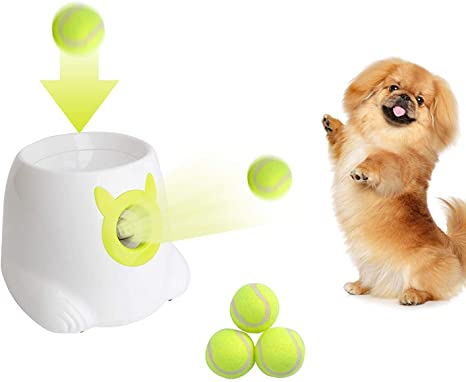 Dporticus Automatic Interactive Dog Tennis Ball Launcher Throwing Machine for Training and Playing